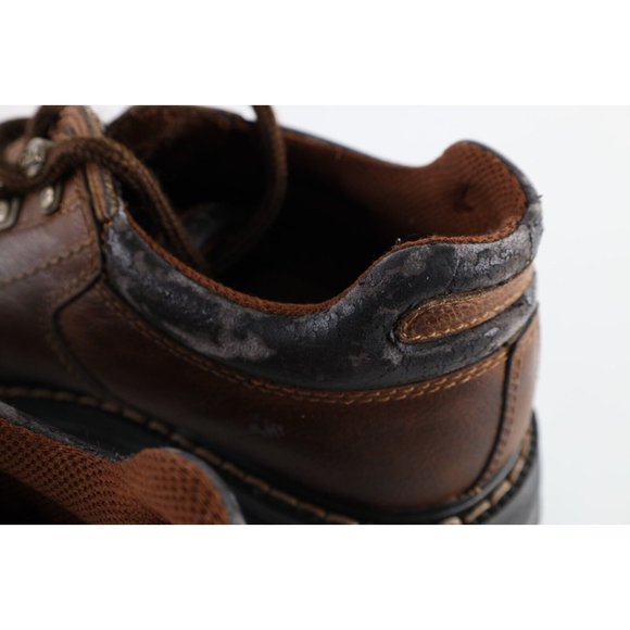 Vintage Grunge Goth Mens Size 8 Distressed Leather Chunky Platform Shoes Brown